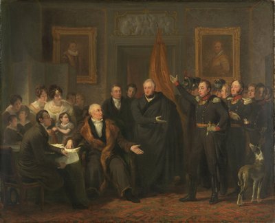 Triumviraat neemt de macht over in naam van de Prins van Oranje, 21 november 1813 door Jan Willem Pieneman